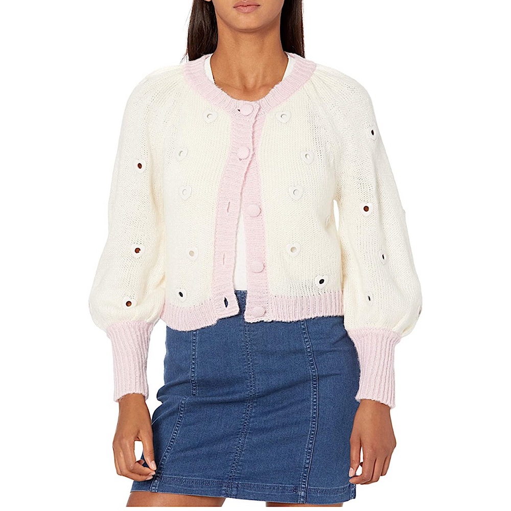 Never Worn For Love and Lemons Cropped Lovejoy Metallic Hearts Sweater